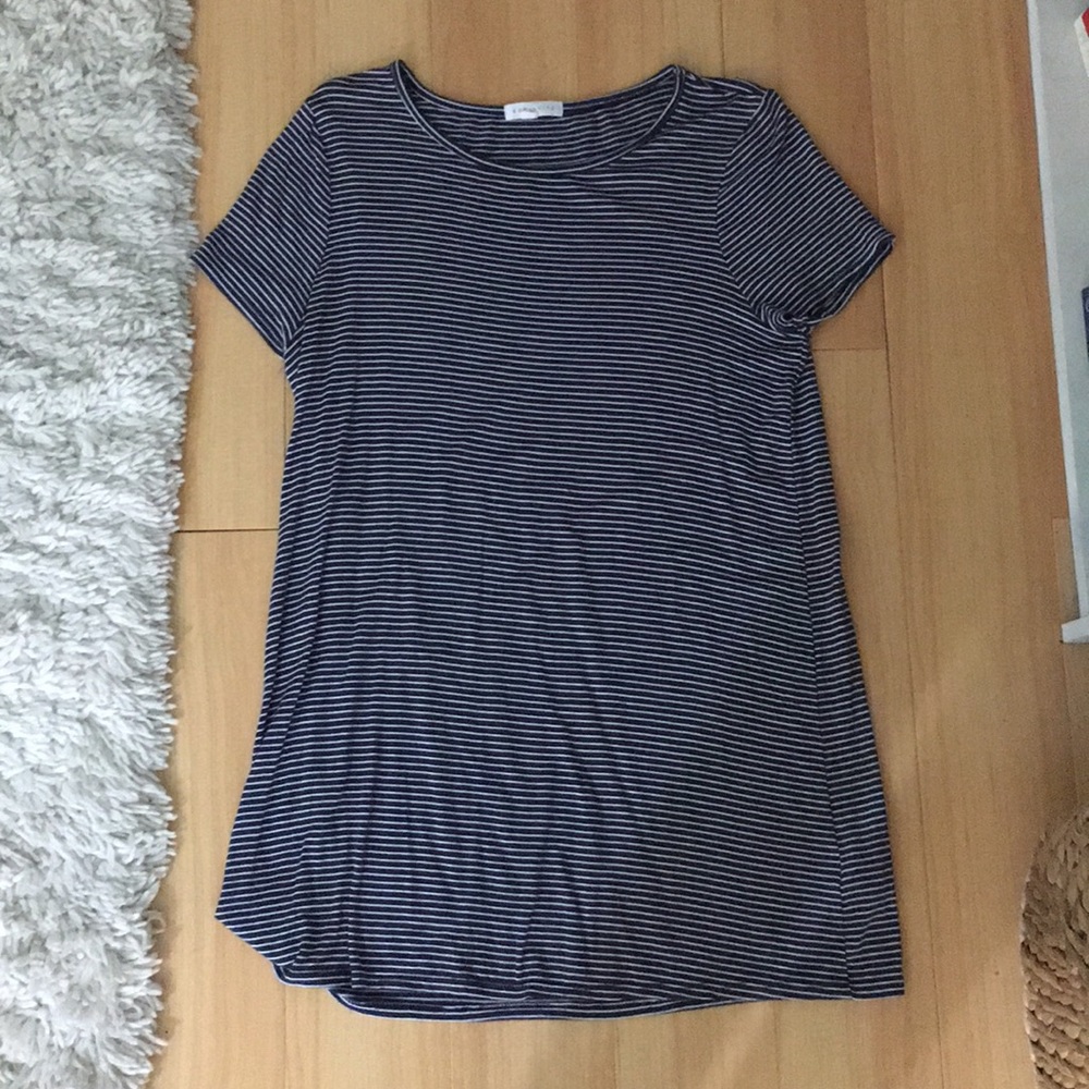 Navy and white striped socialite t-shirt dress